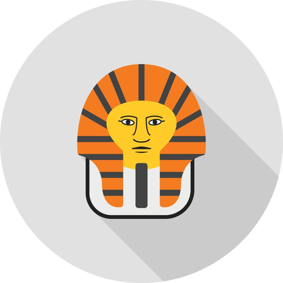 egyptisk ansikte platt lång skugga ikon vektor