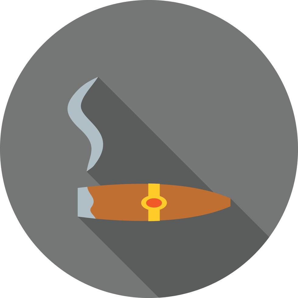 belyst cigarr platt lång skugga ikon vektor