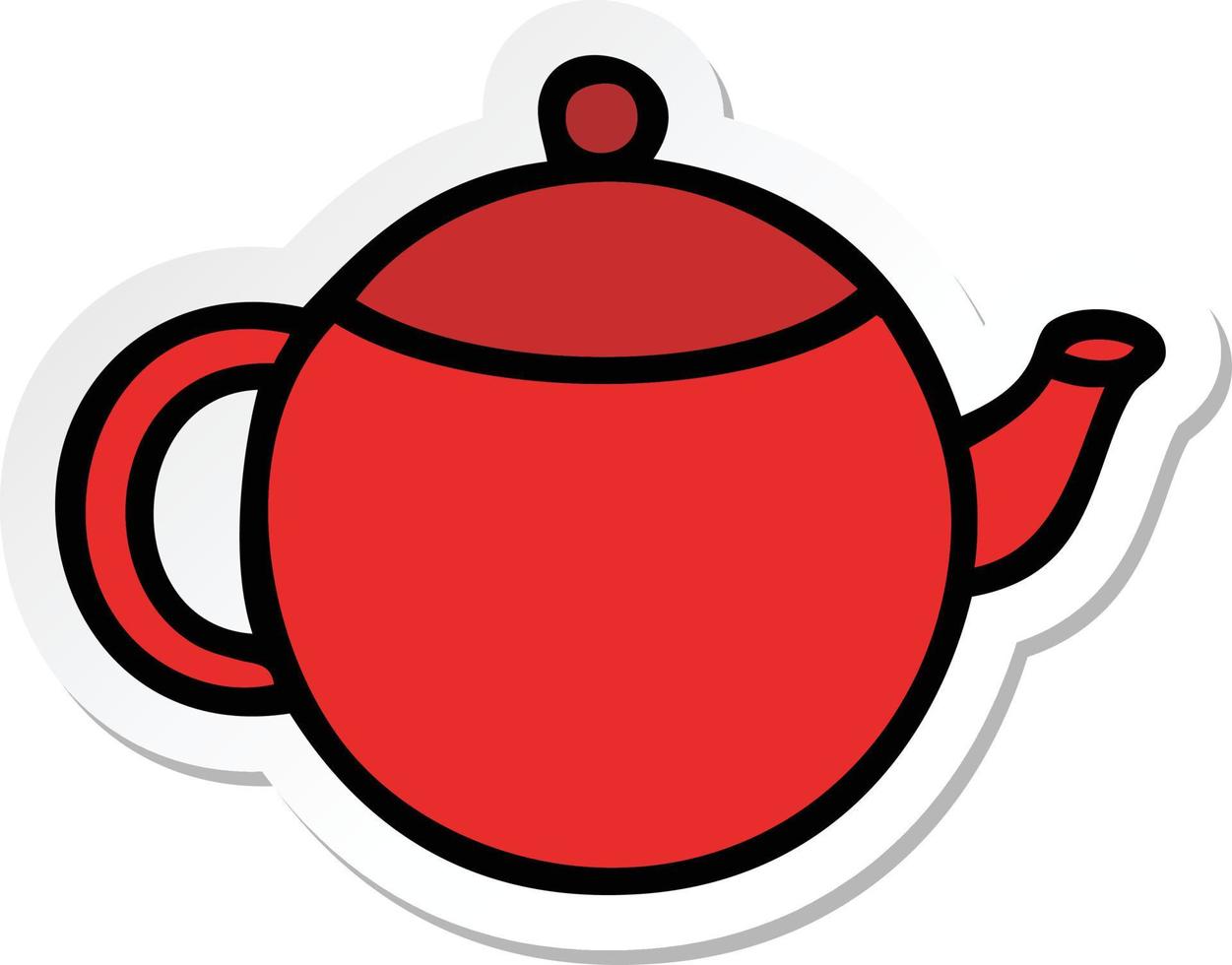 Aufkleber einer roten Teekanne des niedlichen Cartoon vektor