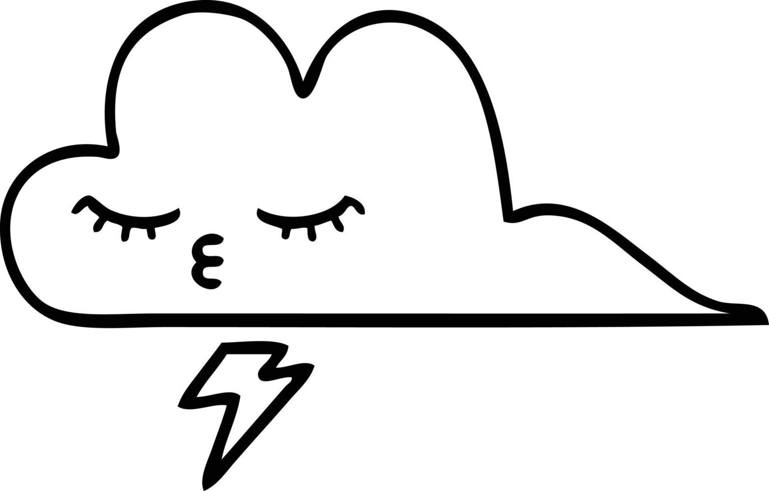 linjeteckning tecknad åska moln vektor