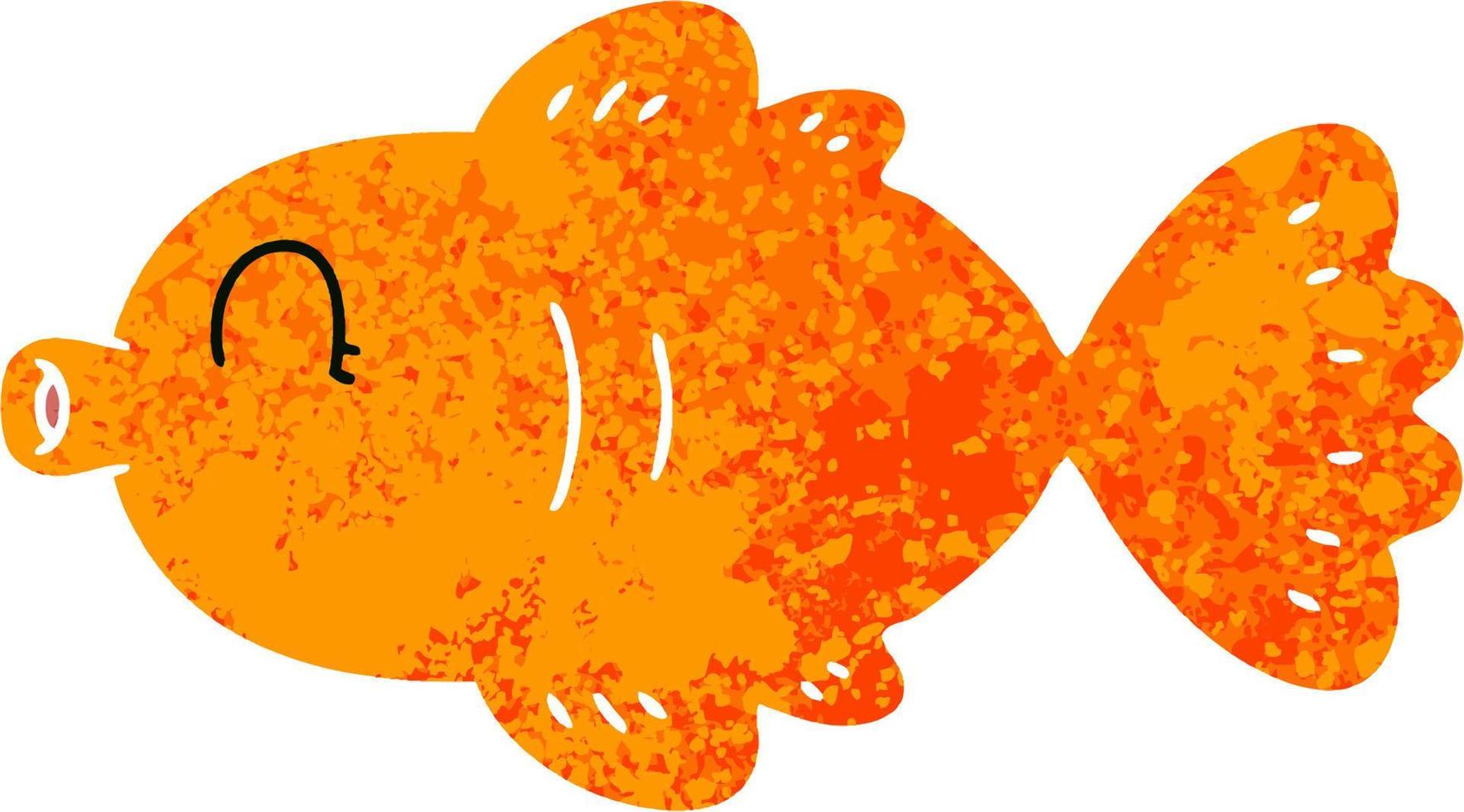 knäppa retro illustration stil tecknad fisk vektor