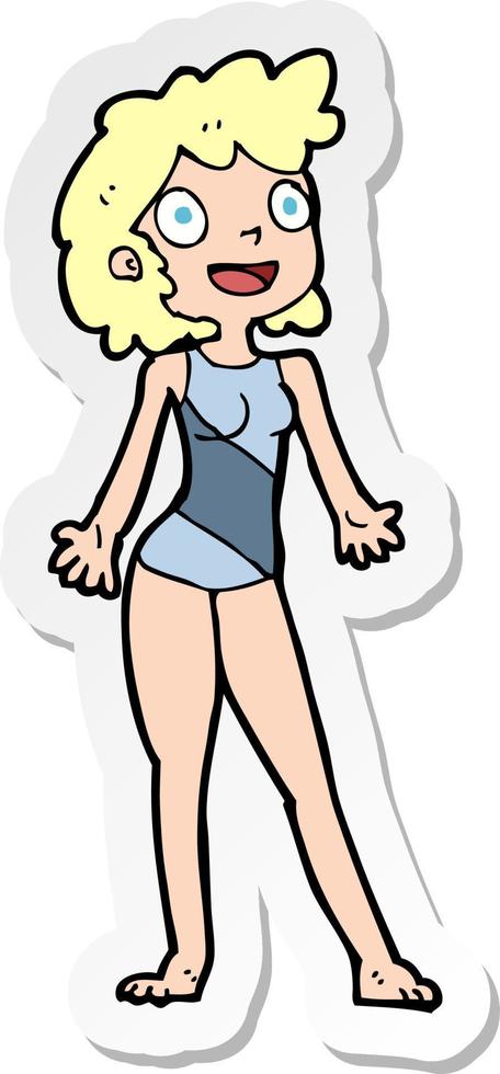 Aufkleber einer Cartoon-Frau im Badeanzug vektor