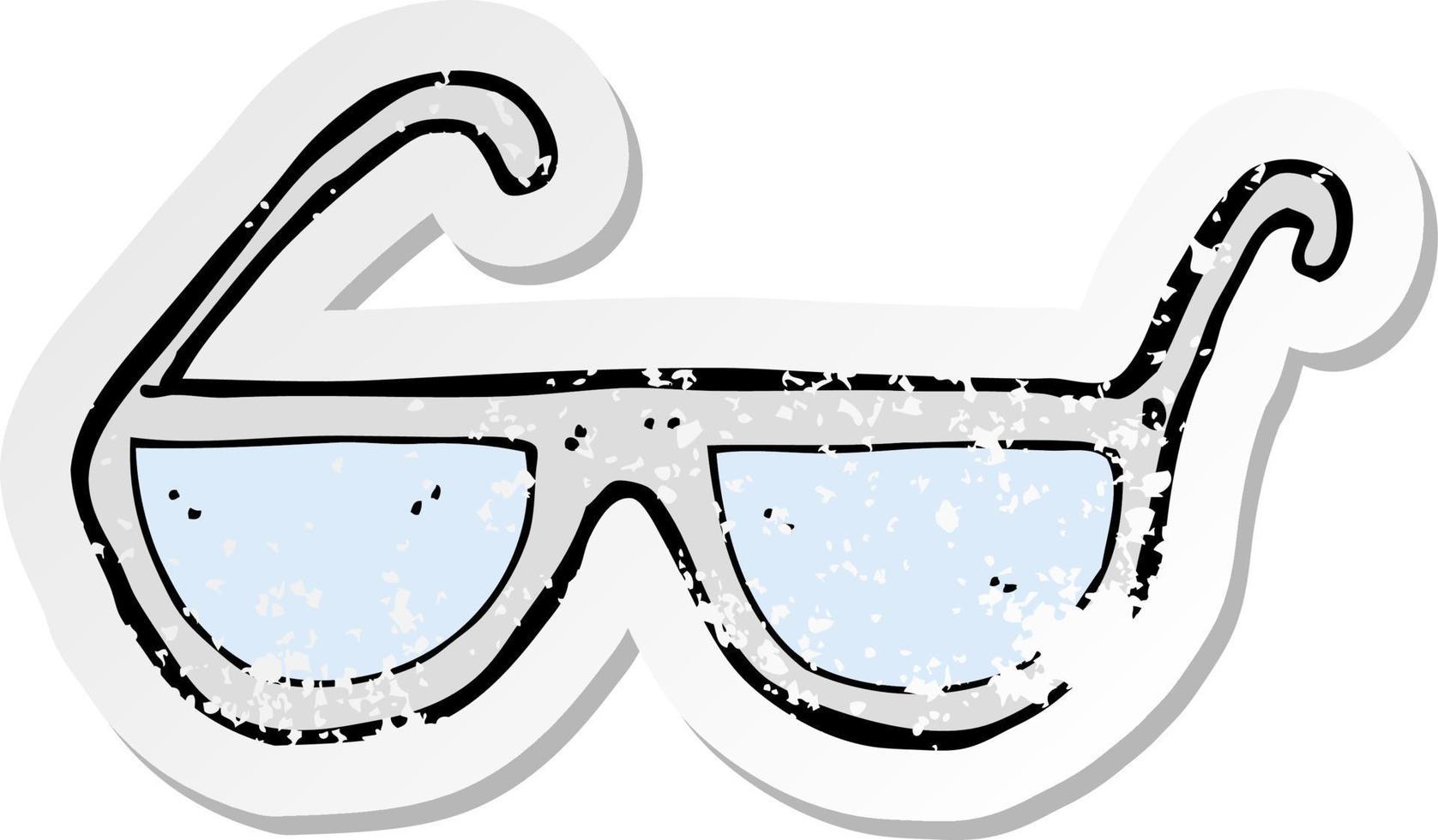 Retro-Distressed-Aufkleber einer Cartoon-Brille vektor