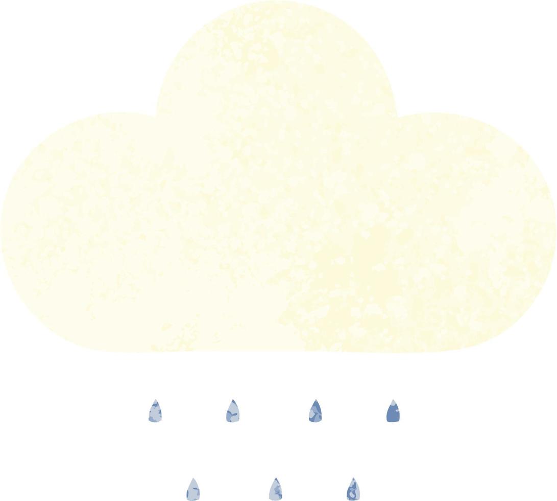 retro illustration stil tecknad regn moln vektor