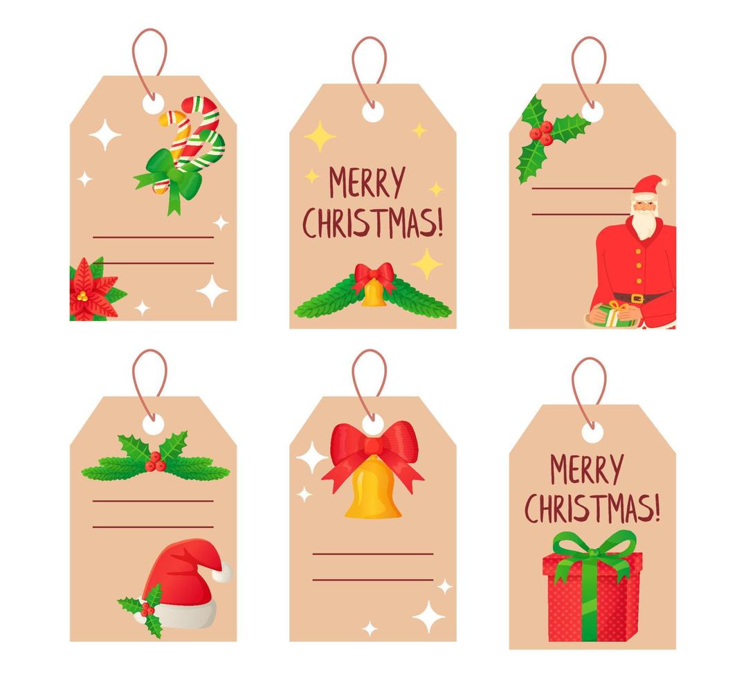 weihnachtsgeschenkanhänger mit dekorativen elementen. vektor