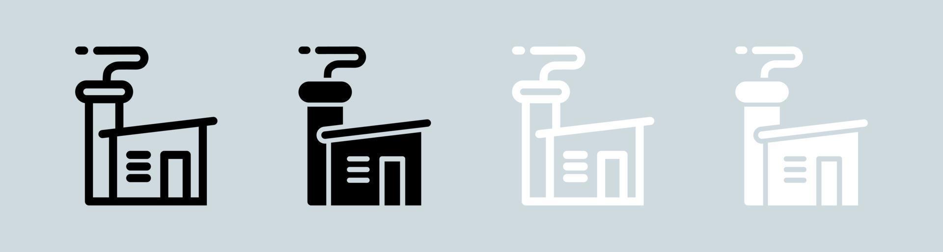 Factory-Icon-Set in Schwarz und Weiß. industrielle Zeichen-Vektor-Illustration. vektor