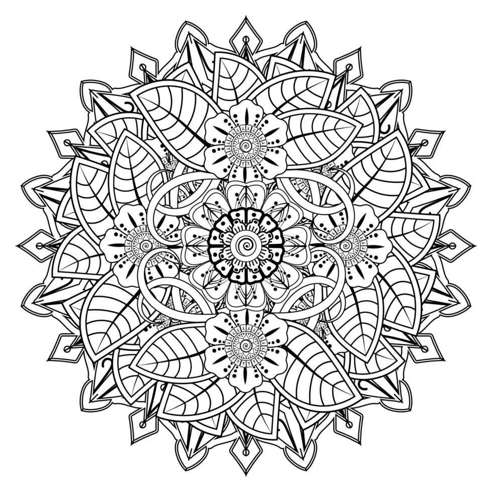 kreisförmiges Muster in Form von Mandala für Henna, Mehndi, Tätowierung, Dekoration. dekoratives Ornament im ethnisch-orientalischen Stil. Malbuchseite. vektor