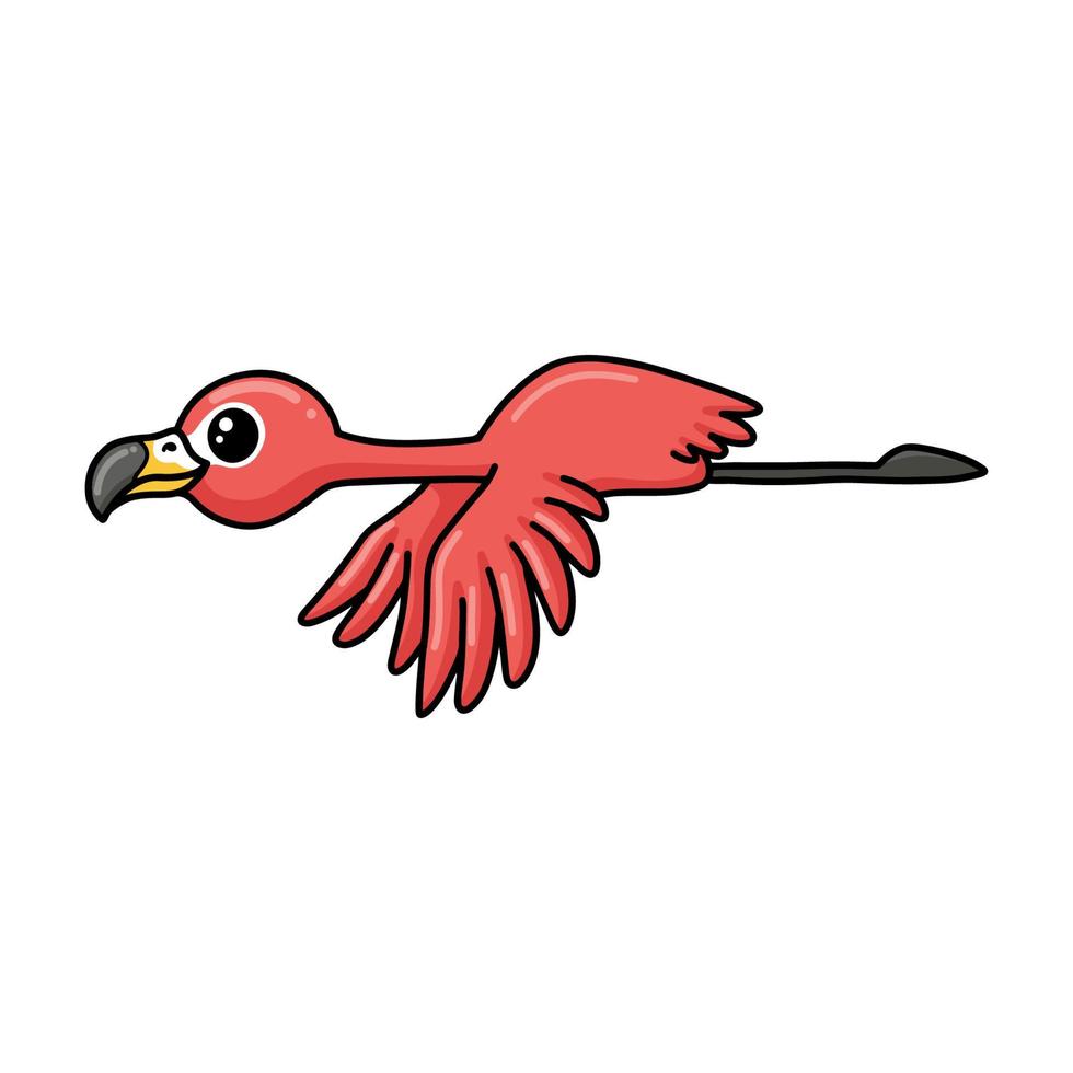 niedliches kleines rosa flamingo-karikaturfliegen vektor