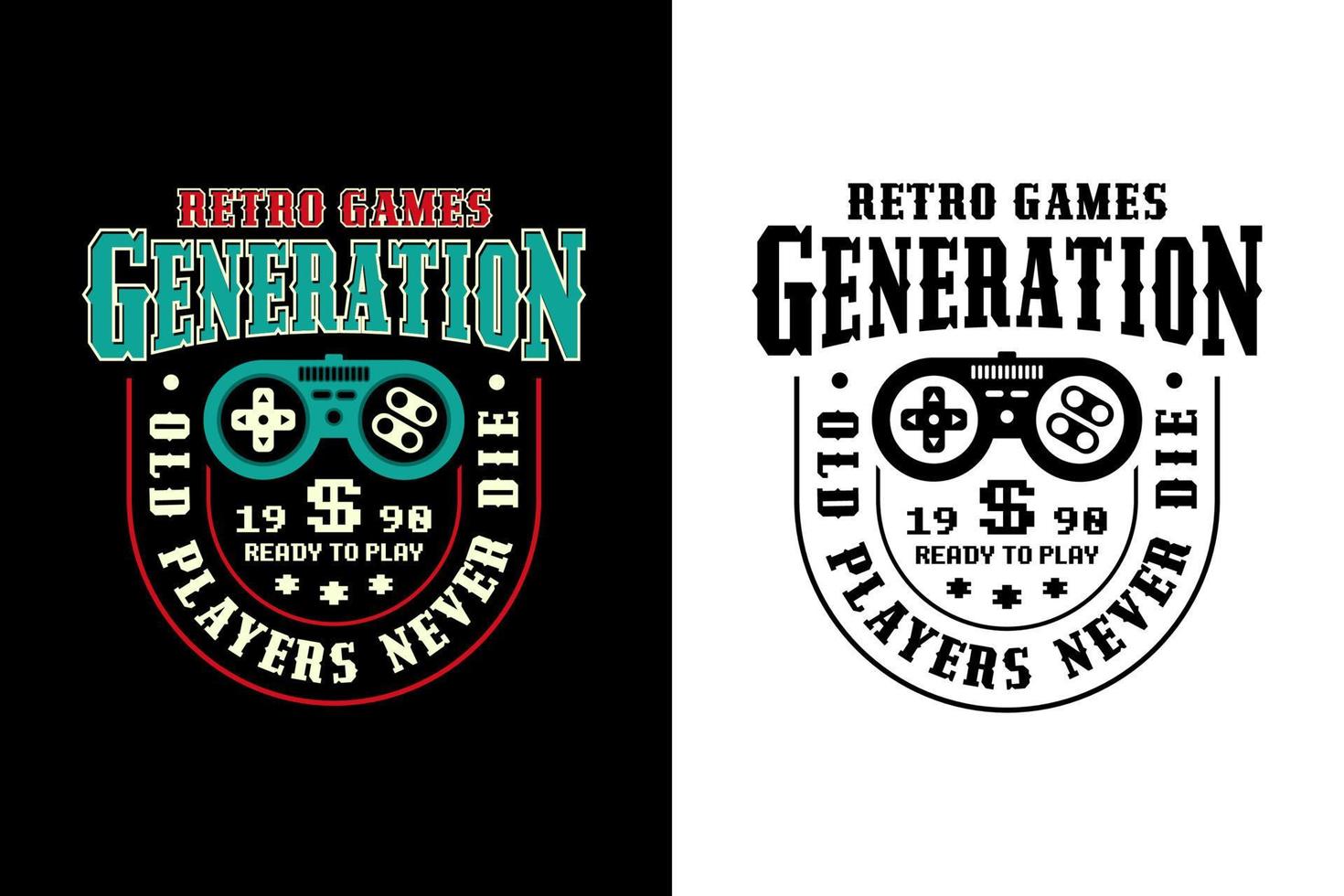 Retro-Spiele-Generation stirbt nie T-Shirt-Design vektor