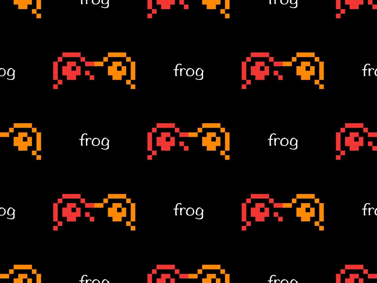 groda seriefigur seamless mönster på svart bakgrund. pixel stil vektor