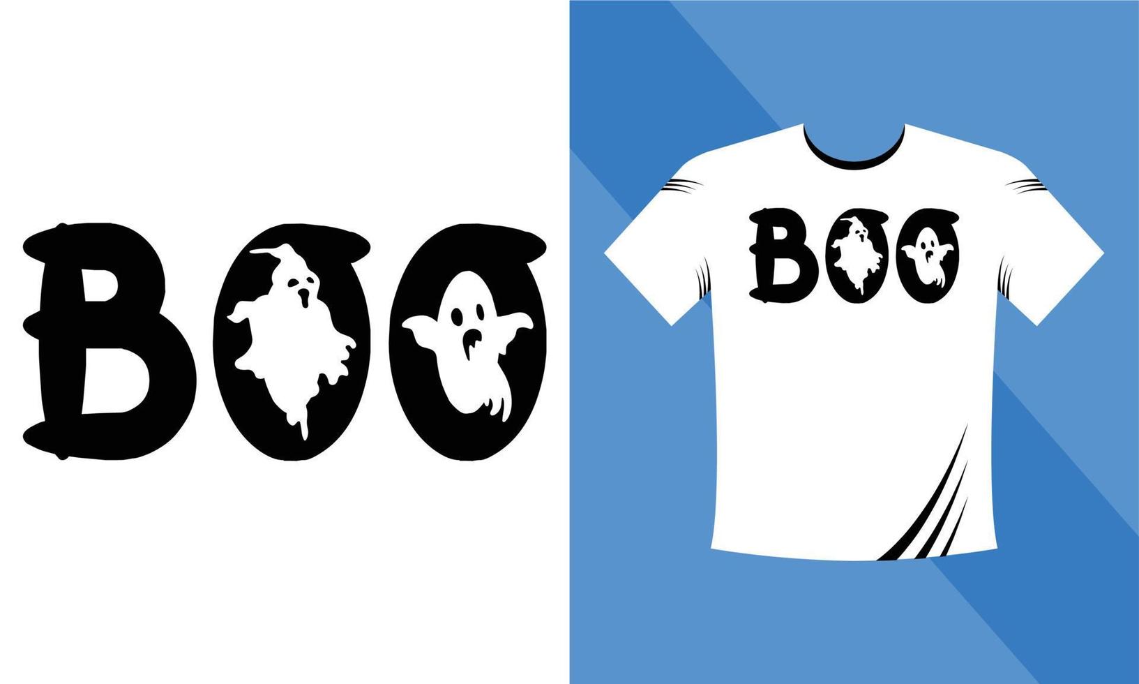 Boo - Halloween-Shirt-Design-Vorlage. Happy Halloween T-Shirt Design-Vorlage einfach zu drucken Allzweck für Männer, Frauen und Kinder vektor