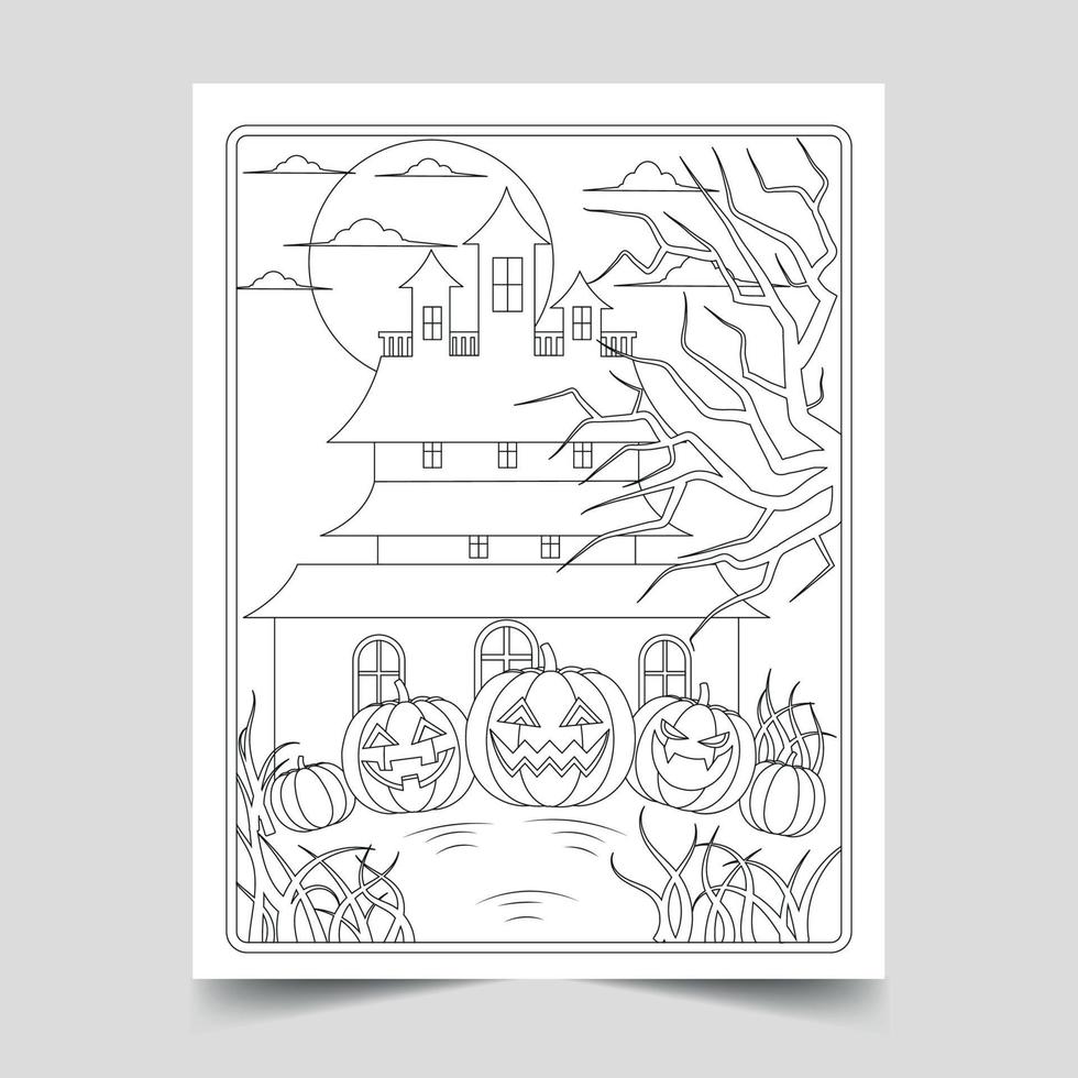 Halloween Malvorlagen Illustration für Kinder und Erwachsene, handgezeichnete Halloween-Illustration vektor