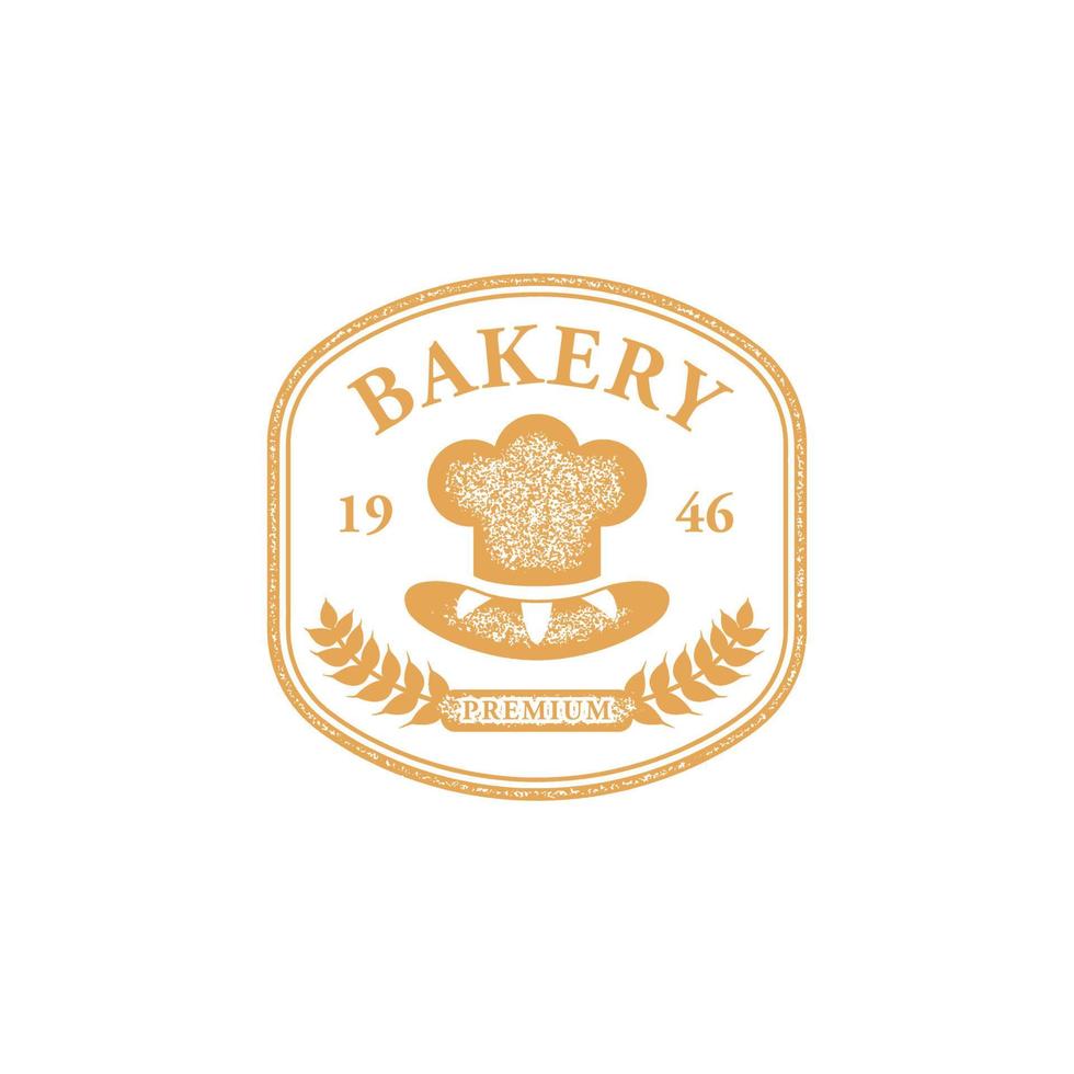 Bäckerei-Koch-Abzeichen-Logo-Emblem alten Vintage-Textur-Stil vektor