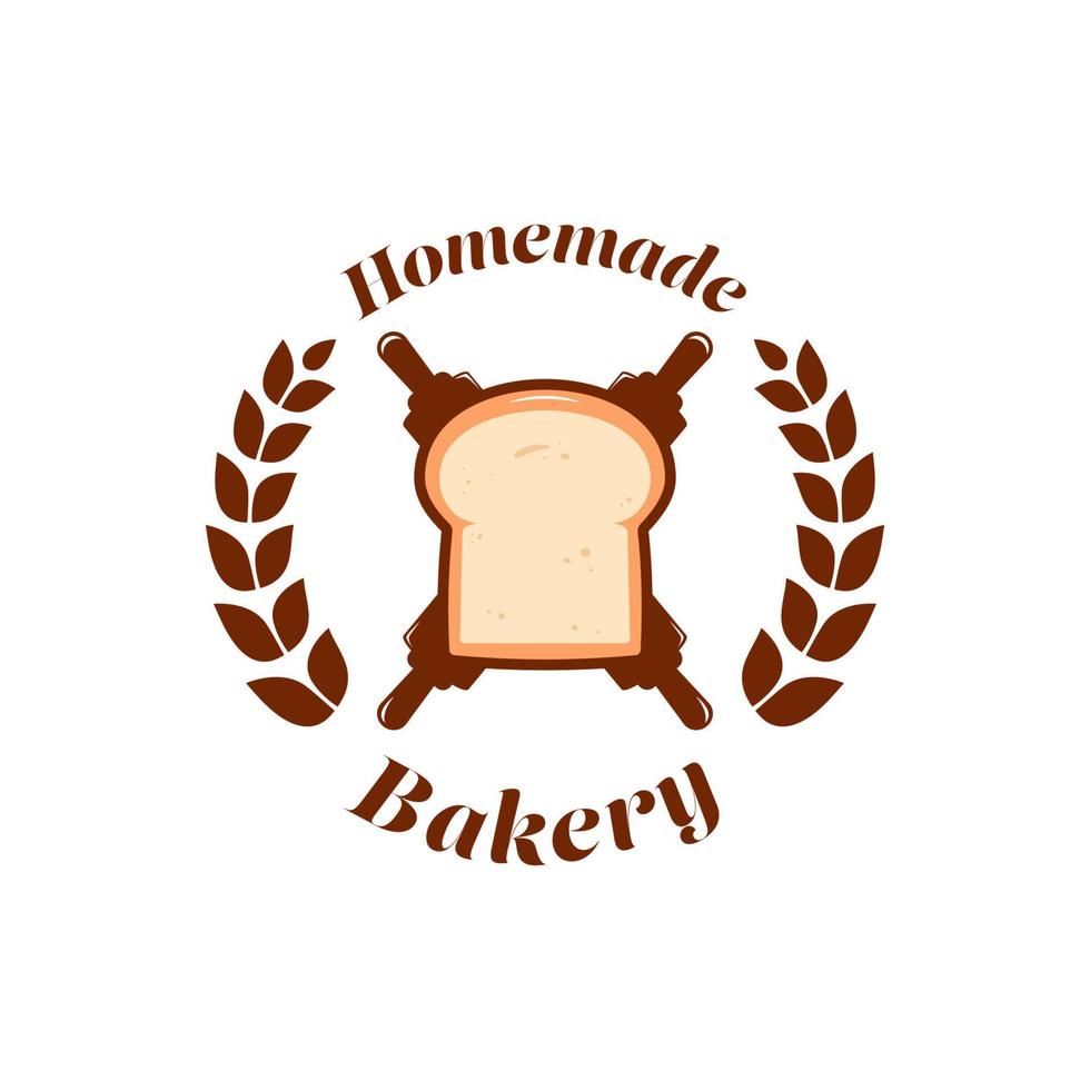 hausgemachtes Bäckerei-Shop-Brot-Logo mit Bäckerei-Nudelholz-Symbol im klassischen Stil vektor