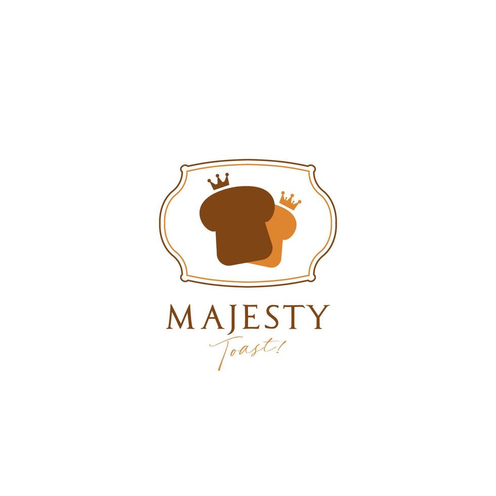 Royal King Queen Majestät Luxus Toast Brot Bäckerei Logo Symbol Symbol im einfachen eleganten Premium-Logo-Stil vektor