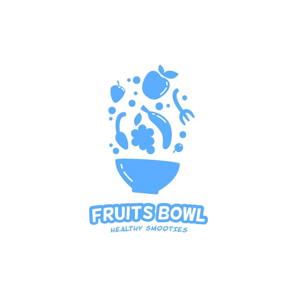 Soft Blue Smoothies Fruits Bowl-Logo vektor