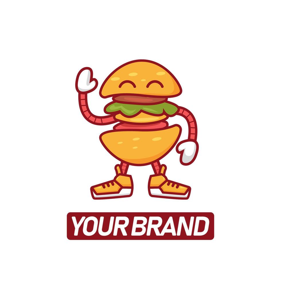 hype coole tanzende burger sandwich maskottchen charakter logo illustration vektor