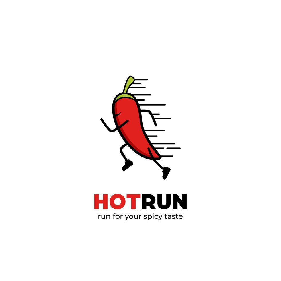 varm springa logotyp, snabbt snabb löpning chili maskot karaktär logotyp ikon symbol för kryddad mat logotyp vektor