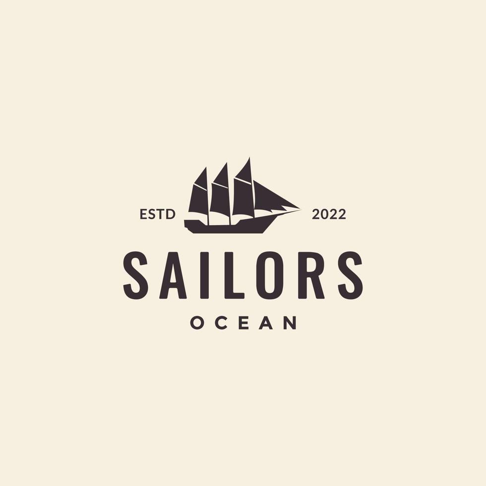 altes Schiff, das Hipster-Logo-Design segelt vektor