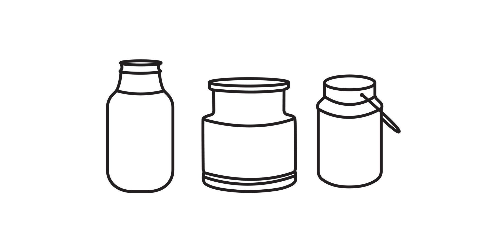 mjölk behållare eller churn i tre former. vektor illustration