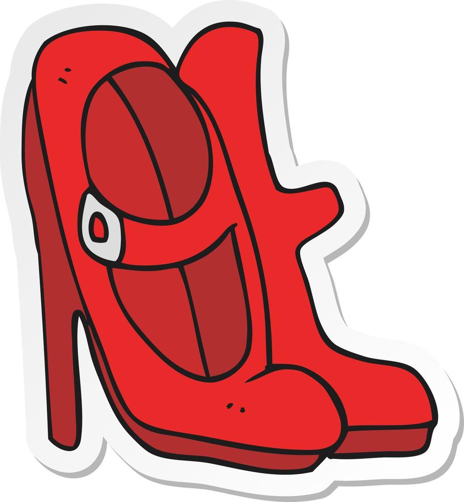 klistermärke av en tecknad serie hög heeled skor vektor