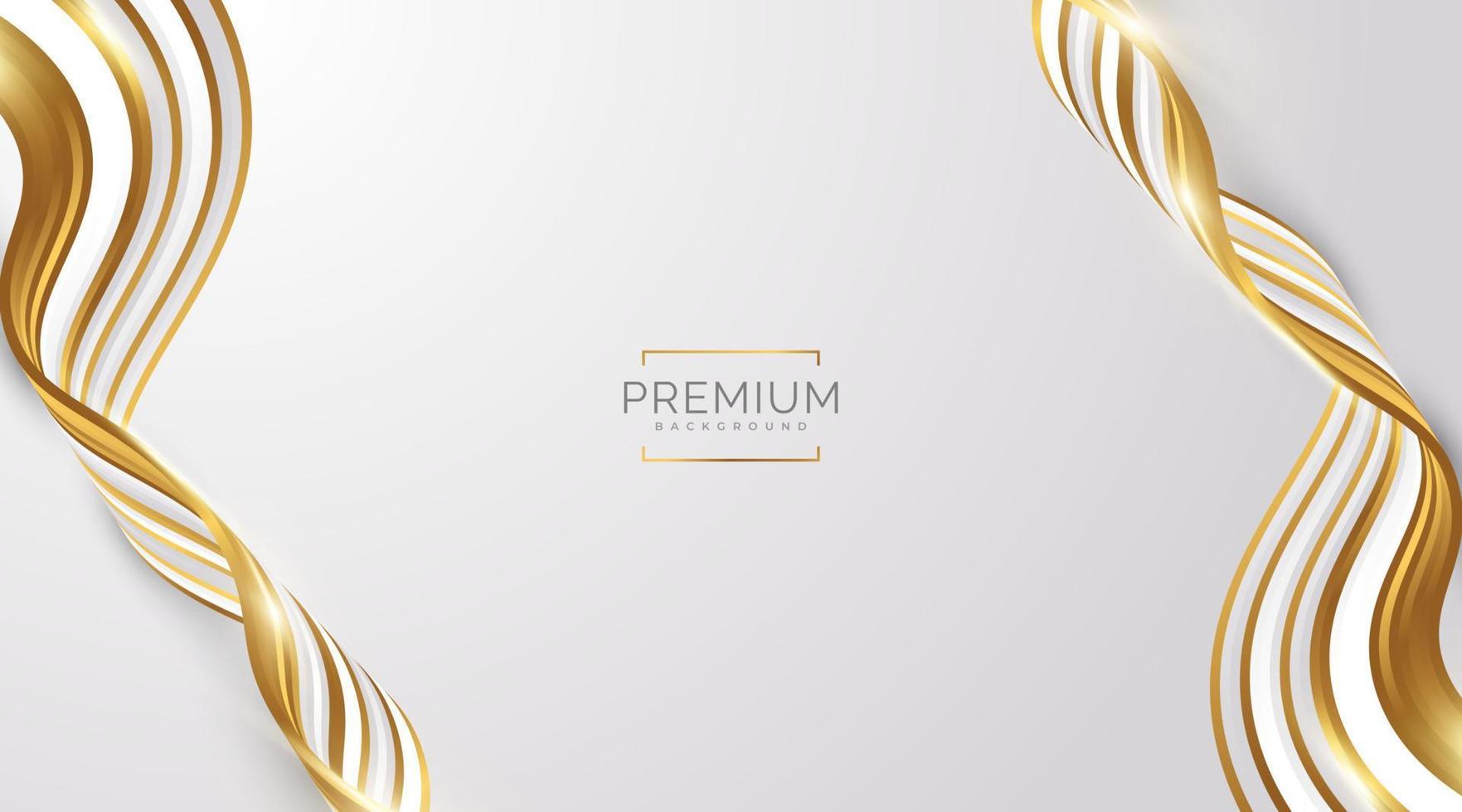 lyxig vit och guld bakgrund med gyllene linjer och papperssnitt stil. premium grå och guld bakgrund för pris, nominering, ceremoni, formell inbjudan eller certifikatdesign vektor