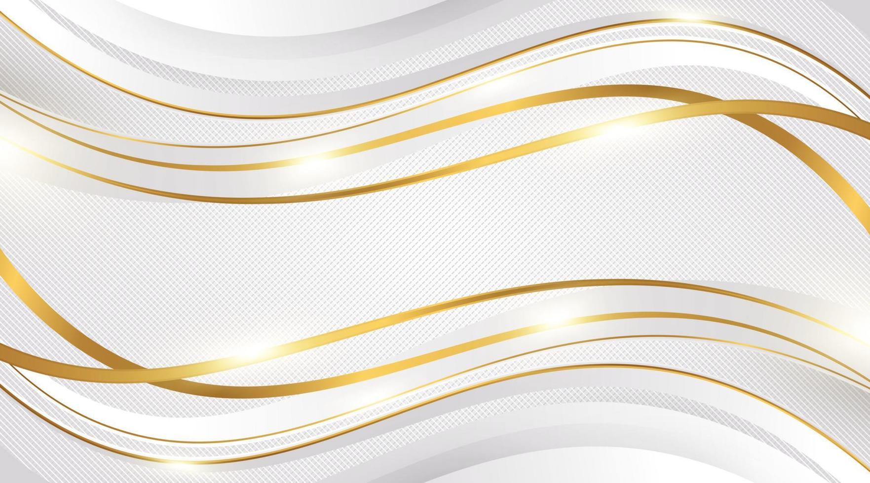 lyxig vit och guld bakgrund med gyllene linjer och papperssnitt stil. premium grå och guld bakgrund för pris, nominering, ceremoni, formell inbjudan eller certifikatdesign vektor