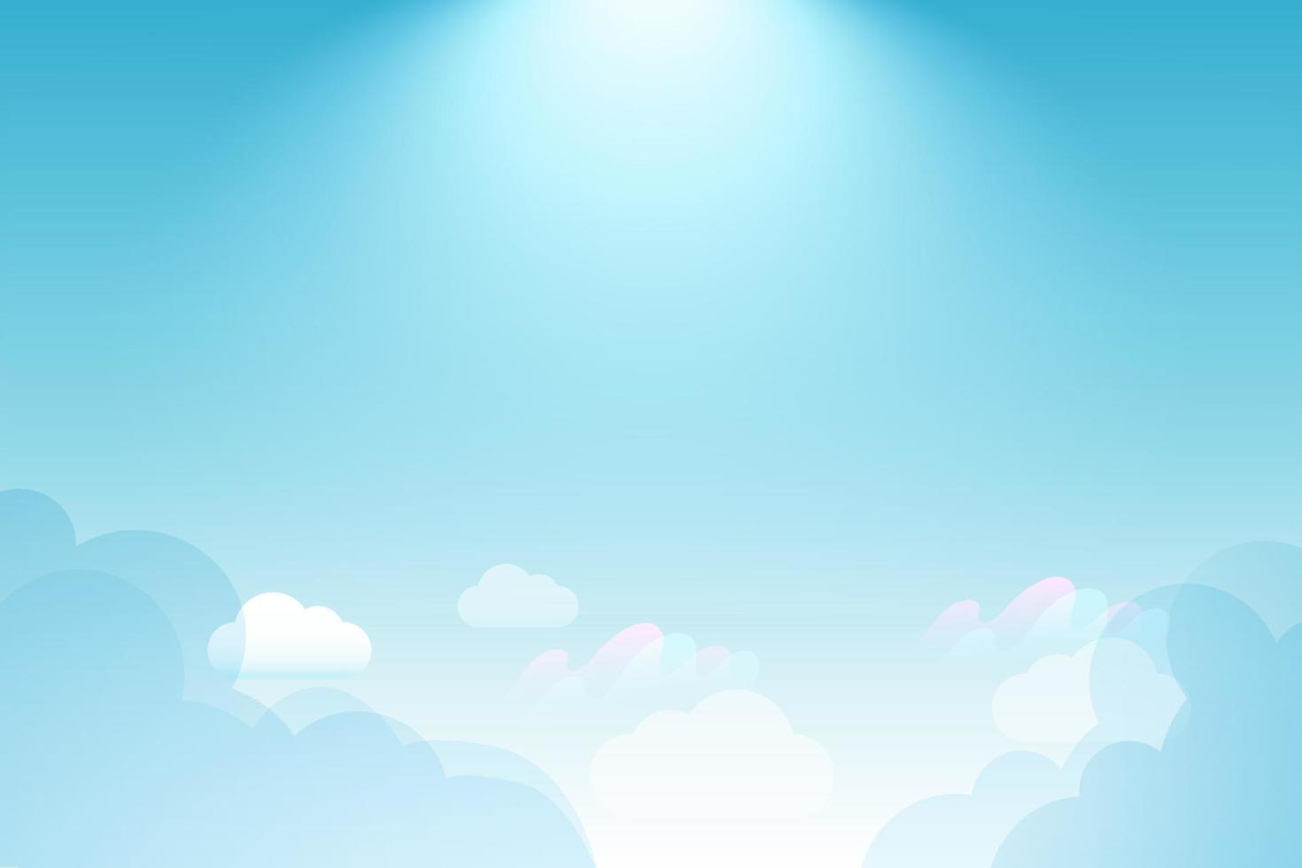 sommerhimmelhintergrund mit wolke und lichtstrahl. schöne naturwerbung designvorlage, banner für sommer, umweltkonzept. vektor
