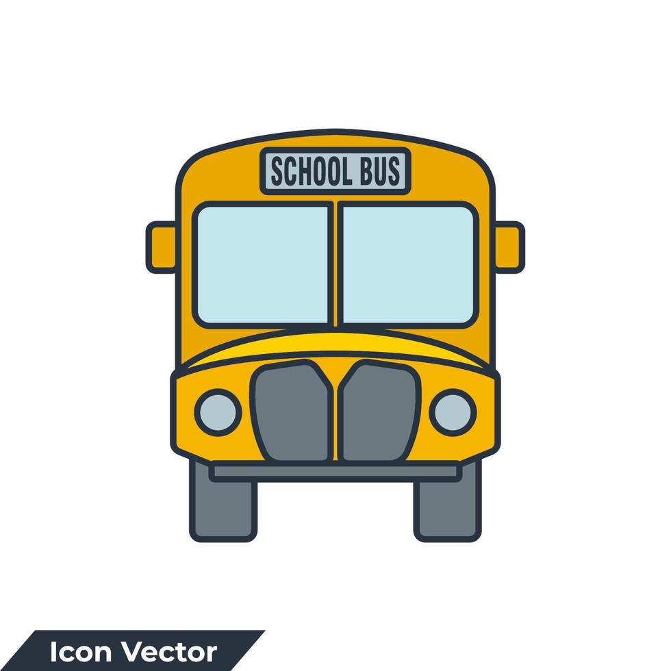 skola buss ikon logotyp vektor illustration. skola buss transport symbol mall för grafisk och webb design samling