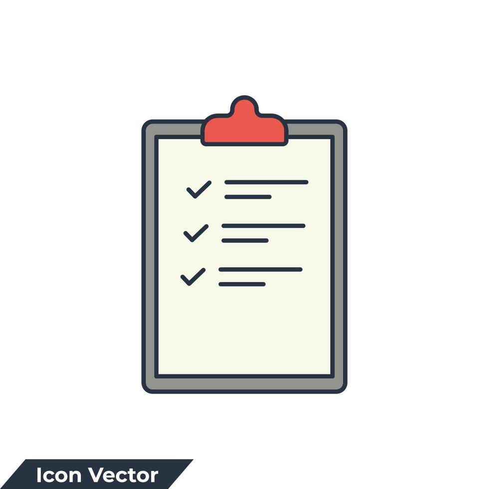 Urklipp ikon logotyp vektor illustration. signerad godkänd dokumentera symbol mall för grafisk och webb design samling