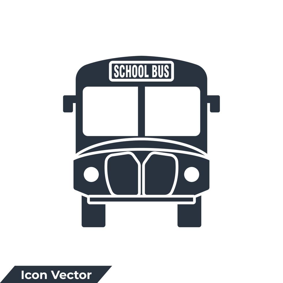 skola buss ikon logotyp vektor illustration. skola buss transport symbol mall för grafisk och webb design samling