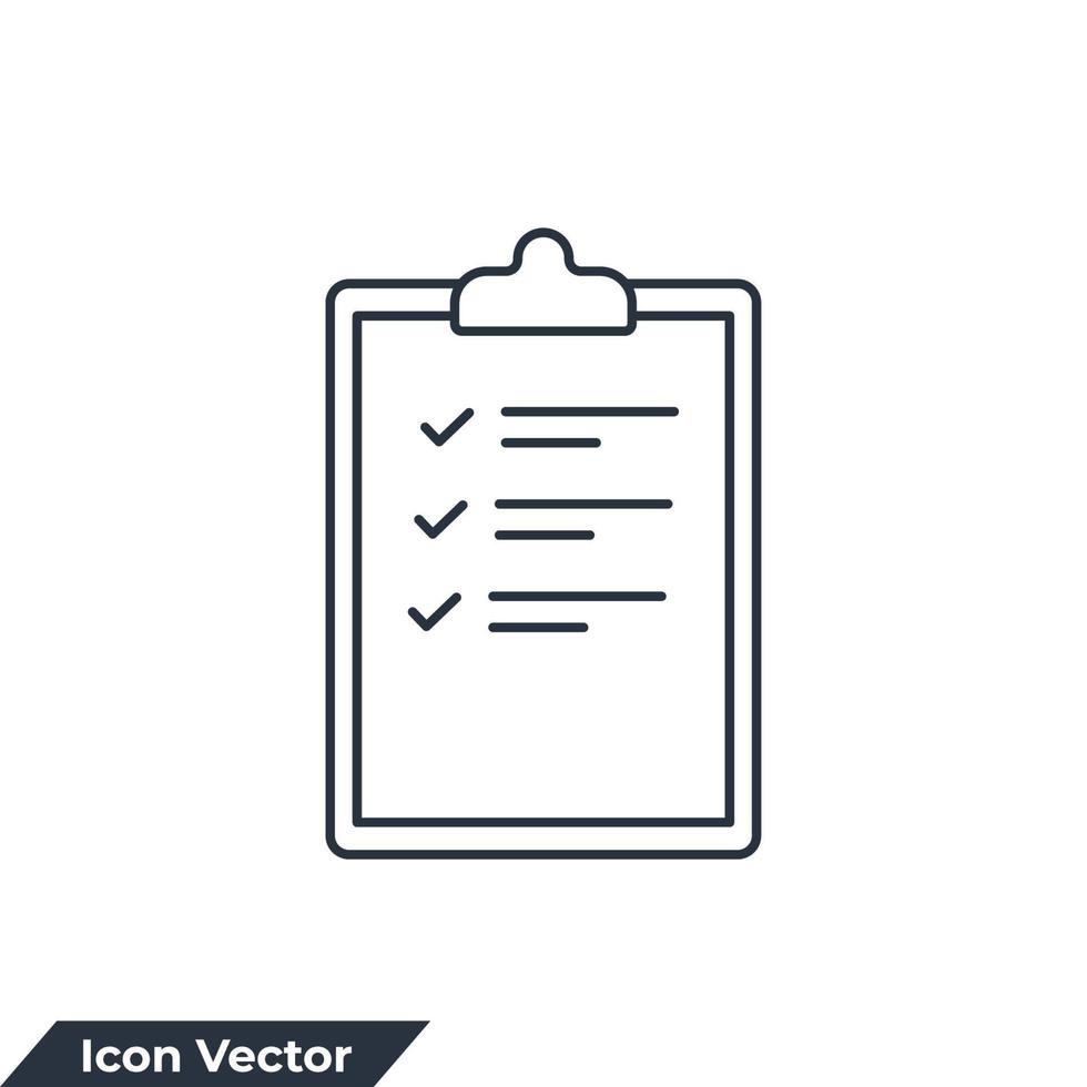Zwischenablage-Symbol-Logo-Vektor-Illustration. signierte genehmigte Dokumentsymbolvorlage für Grafik- und Webdesign-Sammlung vektor