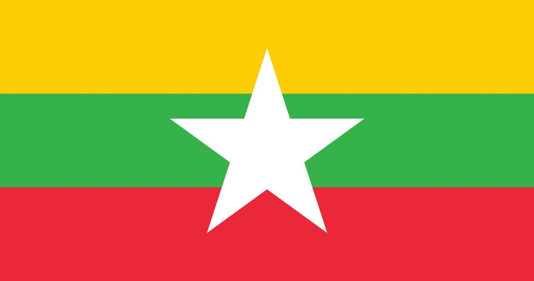 myanmar-flagge mit ursprünglichem rgb-farbvektor-illustrationsdesign vektor