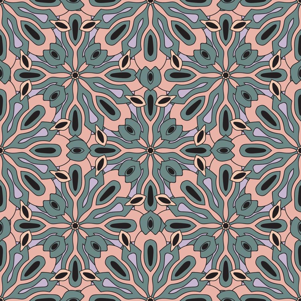 abstrakt sömlös mönster med mandala blomma. mosaik, bricka. vektor