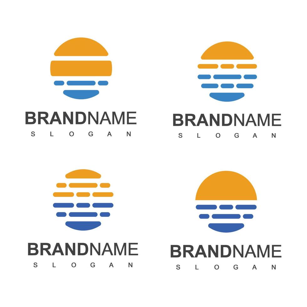 Strand-Logo-Vorlage Sonnenuntergang Illustration vektor