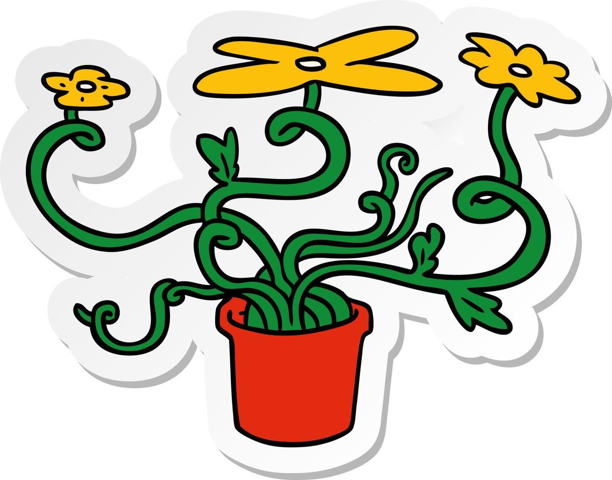 Aufkleber-Cartoon-Doodle einer Blumenpflanze vektor