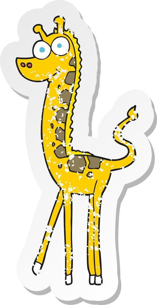 retro nödställd klistermärke av en tecknad giraff vektor