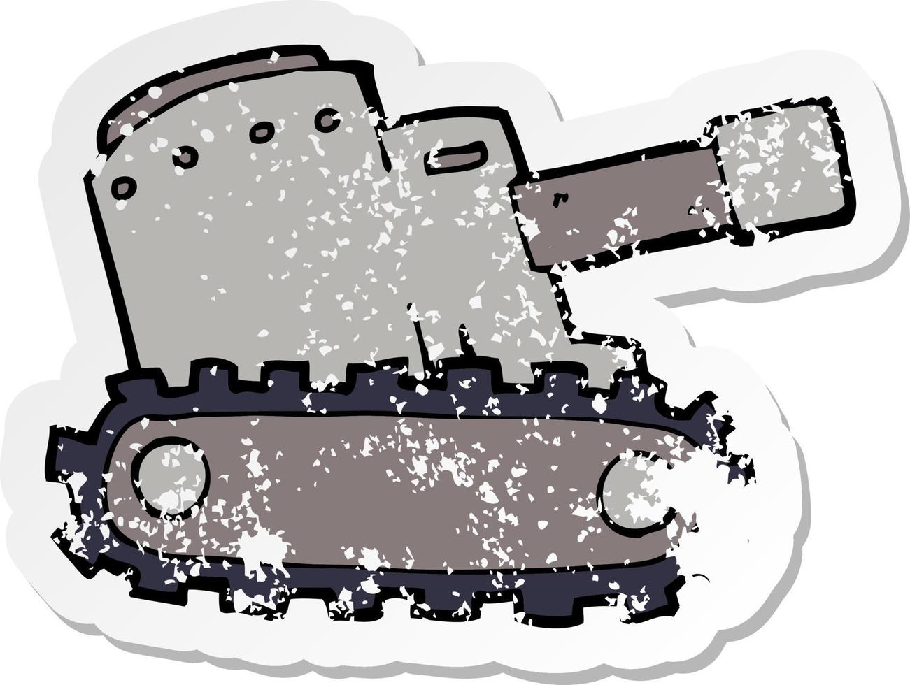 Retro-Distressed-Aufkleber eines Cartoon-Armeepanzers vektor