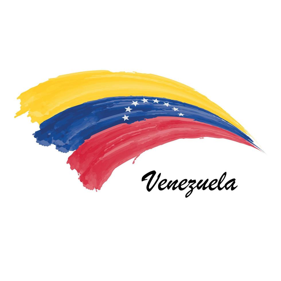 Aquarellmalerei Flagge von Venezuela. Pinselstrich-Illustration vektor