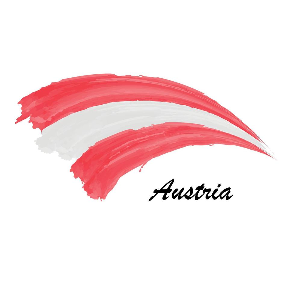 aquarellmalerei flagge von österreich. Pinselstrich-Illustration vektor