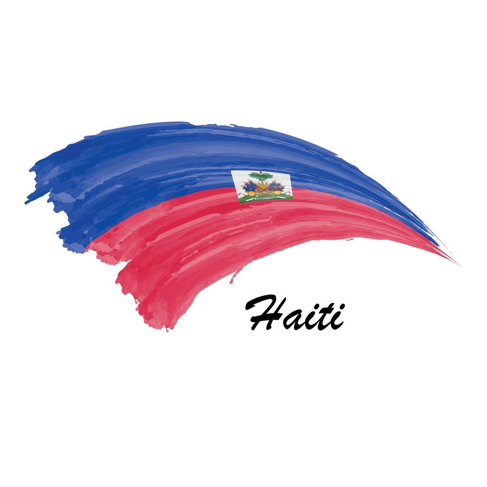 vattenfärg målning flagga av haiti. borsta stroke illustration vektor