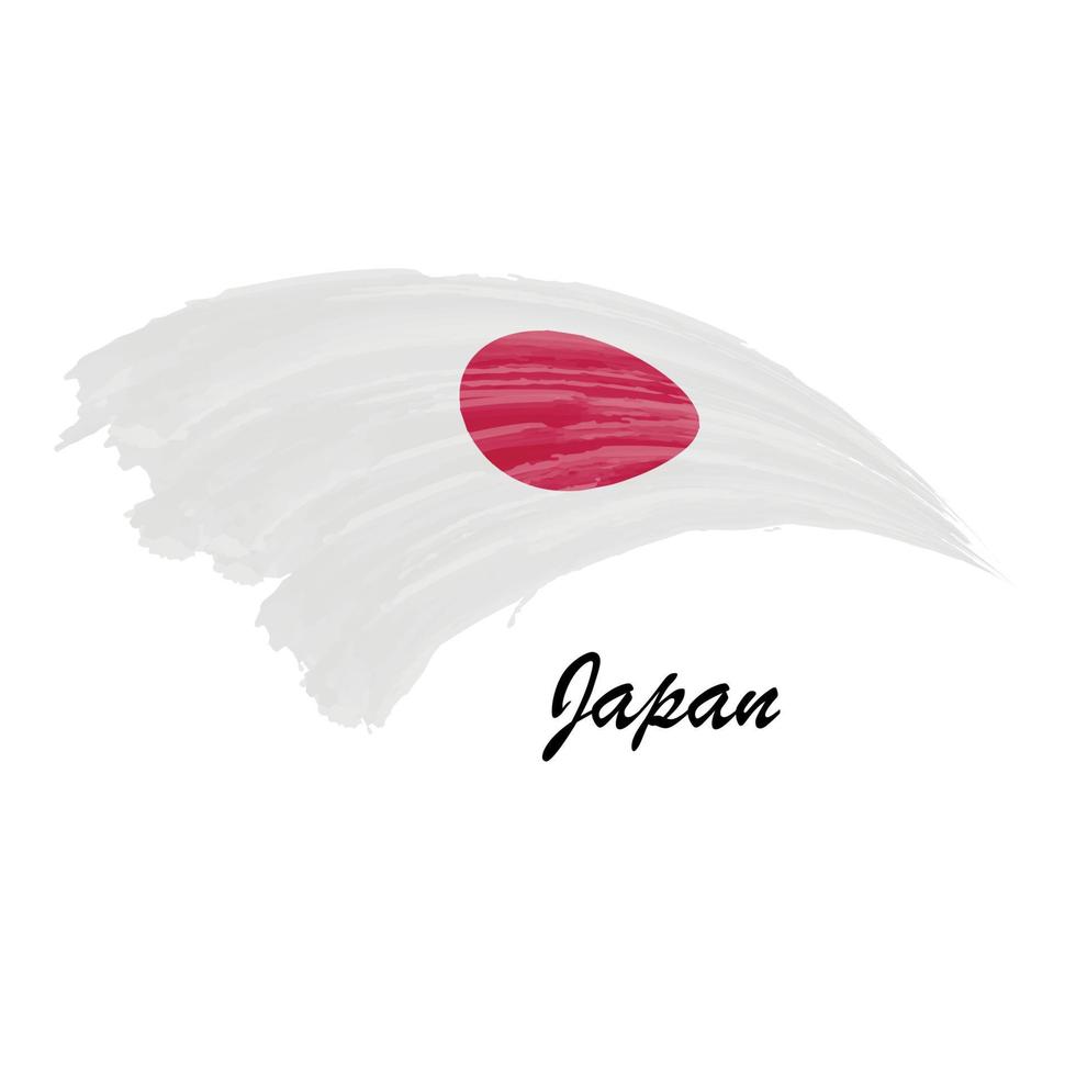 aquarellmalerei flagge von japan. Pinselstrich-Illustration vektor