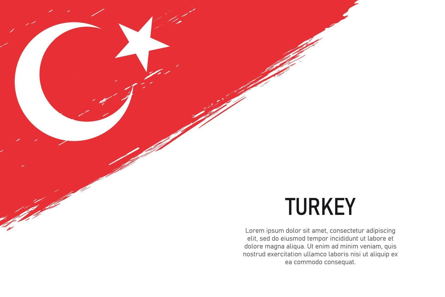 Grunge-Stil Pinselstrich Hintergrund mit Flagge der Türkei vektor