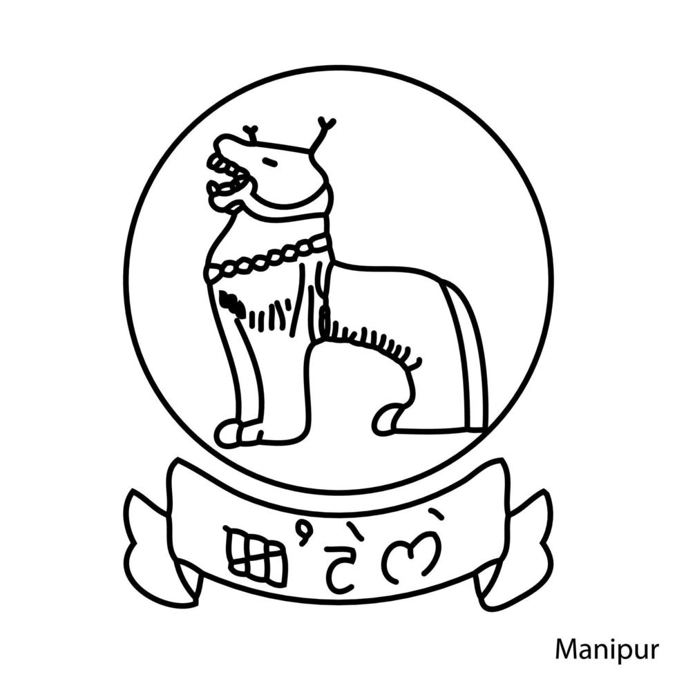 täcka av vapen av manipur är en indisk område. vektor emblem