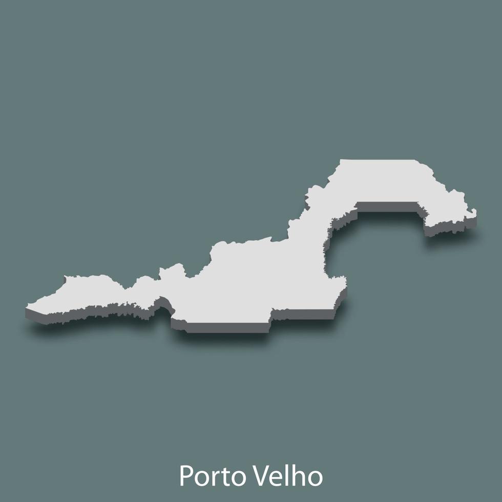 3d isometrisk Karta av porto velho är en stad av Brasilien vektor