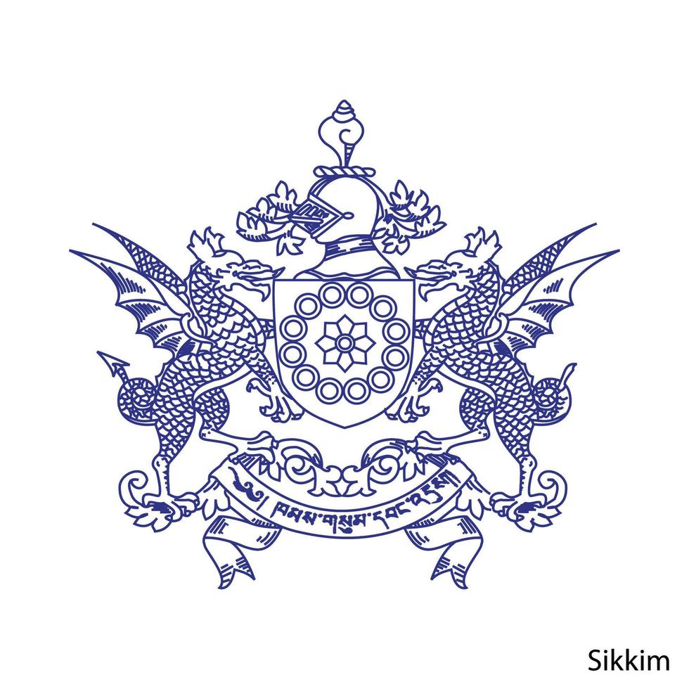 Wappen von Sikkim ist eine indische Region. Vektor-Emblem vektor