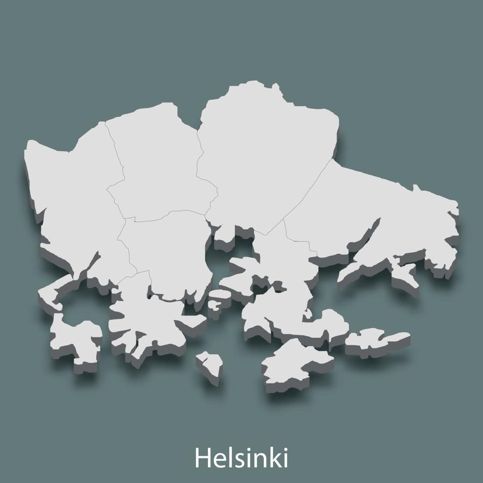 3d isometrisk Karta av helsingfors är en stad av finland vektor