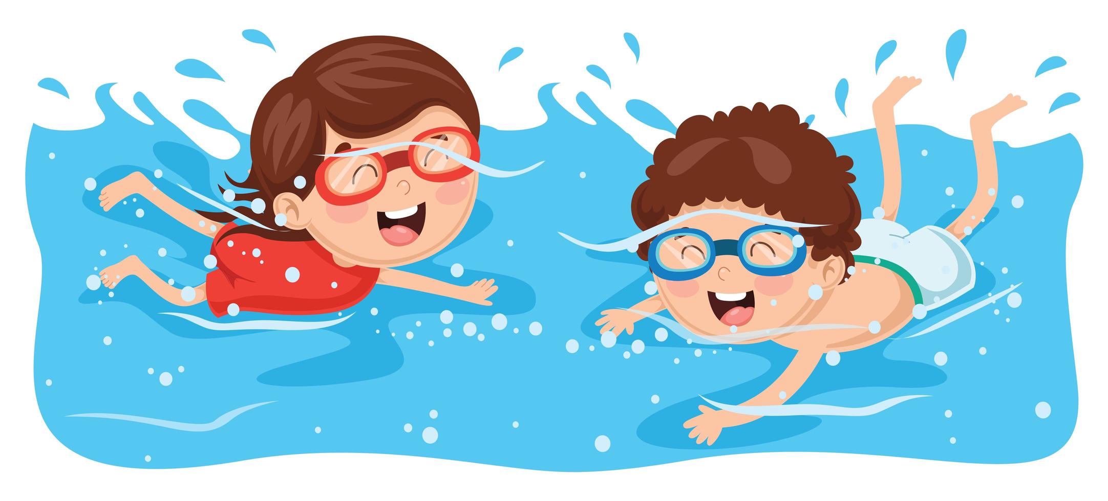 Kinder schwimmen mit Schutzbrille vektor