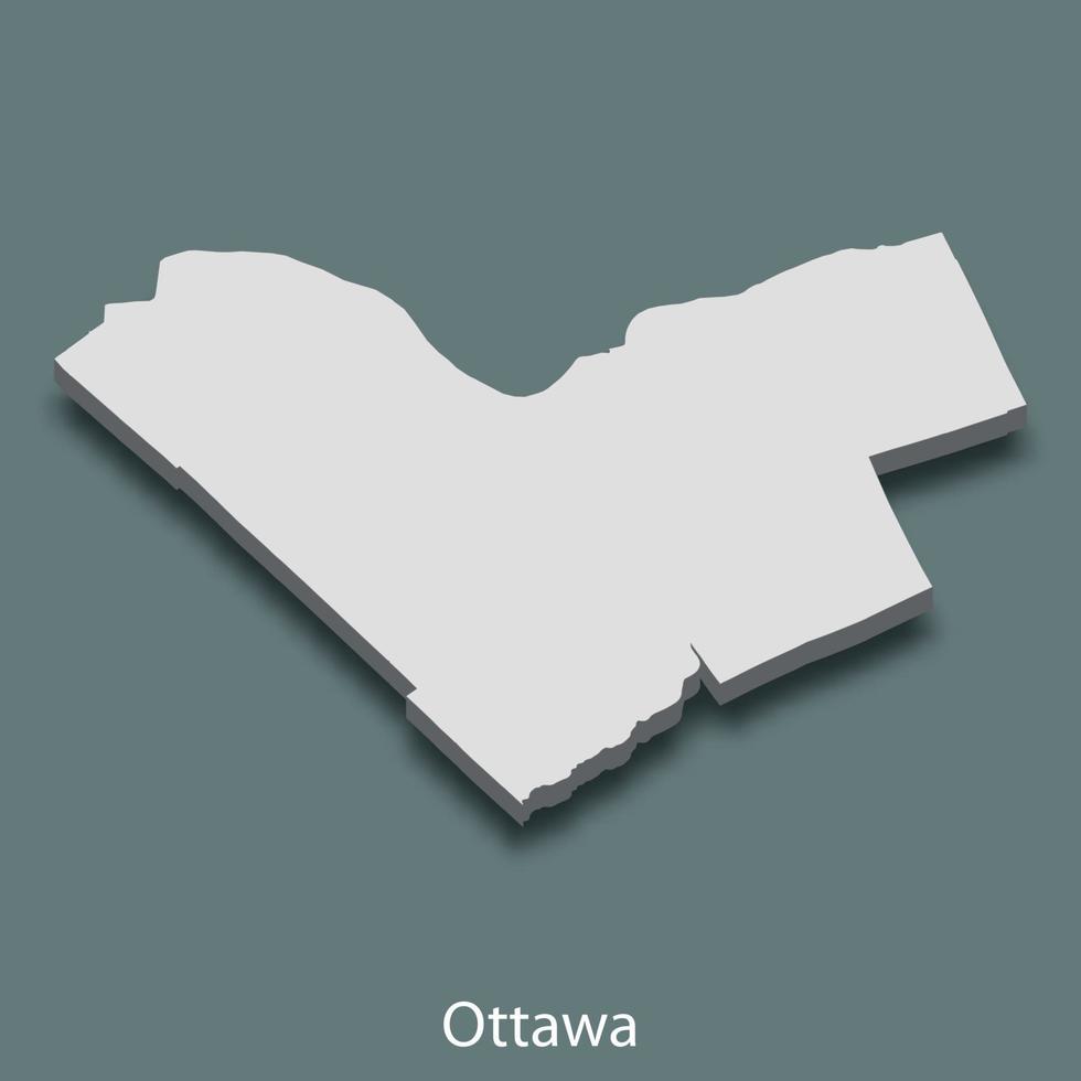 isometrische 3d-karte von ottawa ist eine stadt von kanada vektor