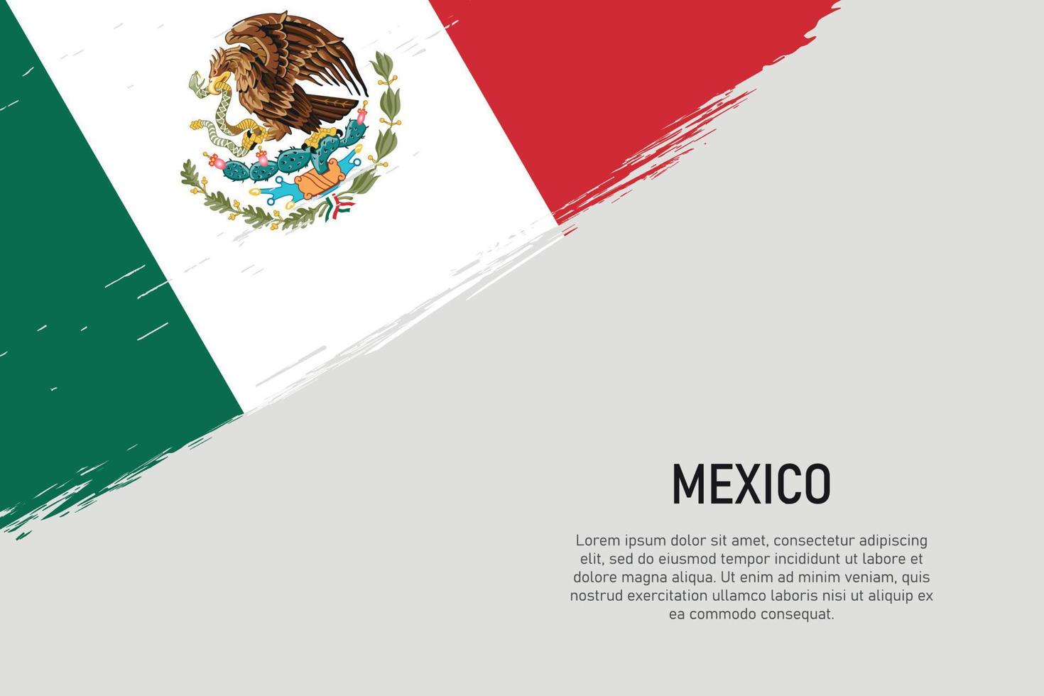 grunge styled borsta stroke bakgrund med flagga av mexico vektor